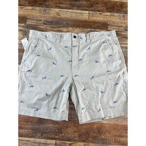 St Johns Bay Mens Shorts Marlin Print Flat Front Comfort Stretch Waistband 44